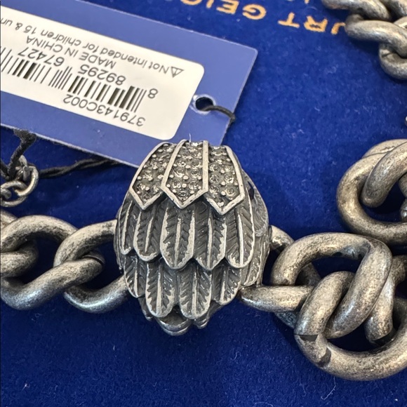 Kurt Geiger Chain Necklace Eagle Curb Chain Collar Silver Tone Brass NWT - Picture 13 of 16